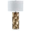 Lampe de table Mepy, base martelée en métal doré, abat-jour tambour blanc, 34 po
