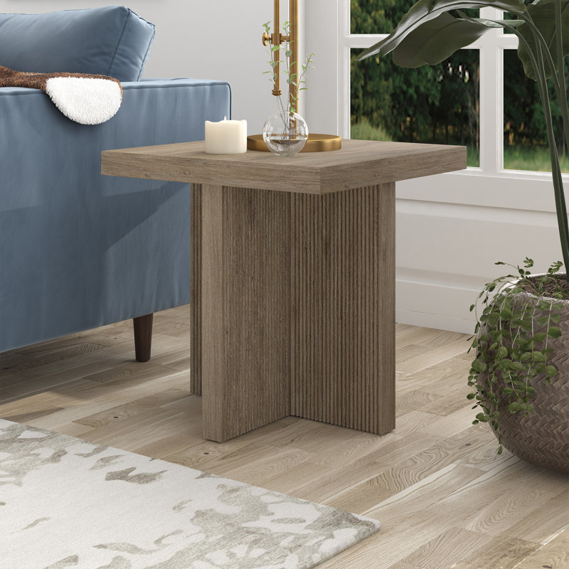 Kaia Side Table, Beige Wood, Beige