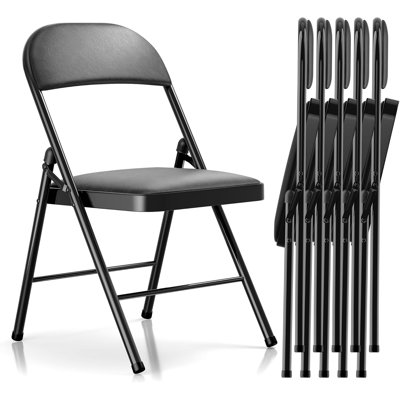 Ensemble de 6 chaises pliantes rembourrées en cuir PU d'une capacité de 330 lb, sièges ergonomiques pliables à structure en acier pour la salle à manger, le bureau et les événements