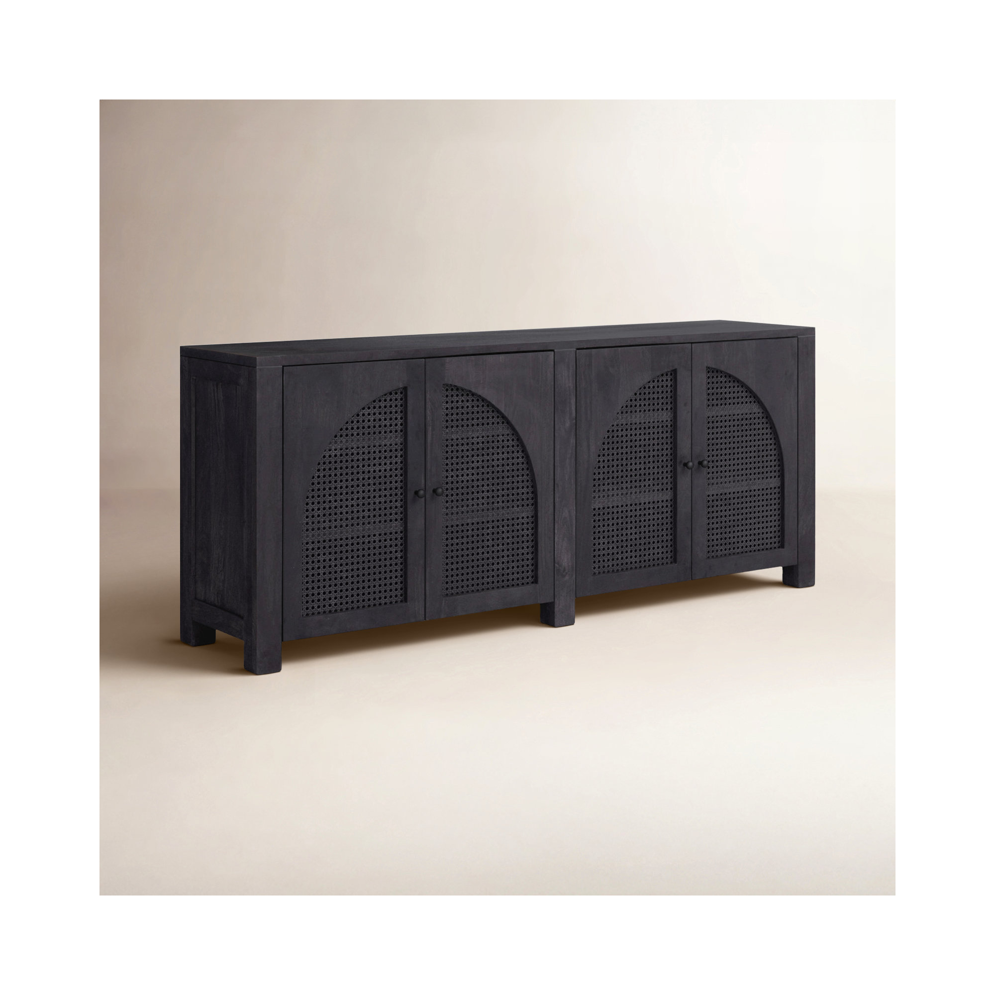 Silfa 78" Wide Mango Solid Wood Sideboard, Black Wash Mango, 33"H x 78"W x 18"D