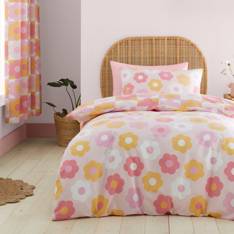 Retro Daisy Reversible Duvet Cover Set, Double