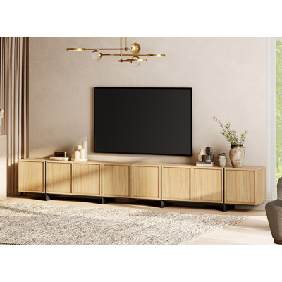Maisonet New Designed TV Stand For 110 Inch TV, Modern Entertainment Center With 8 Storage Cabinets And T-Shaped Legs, Media Console TV Table For Livi by Ebern Designs