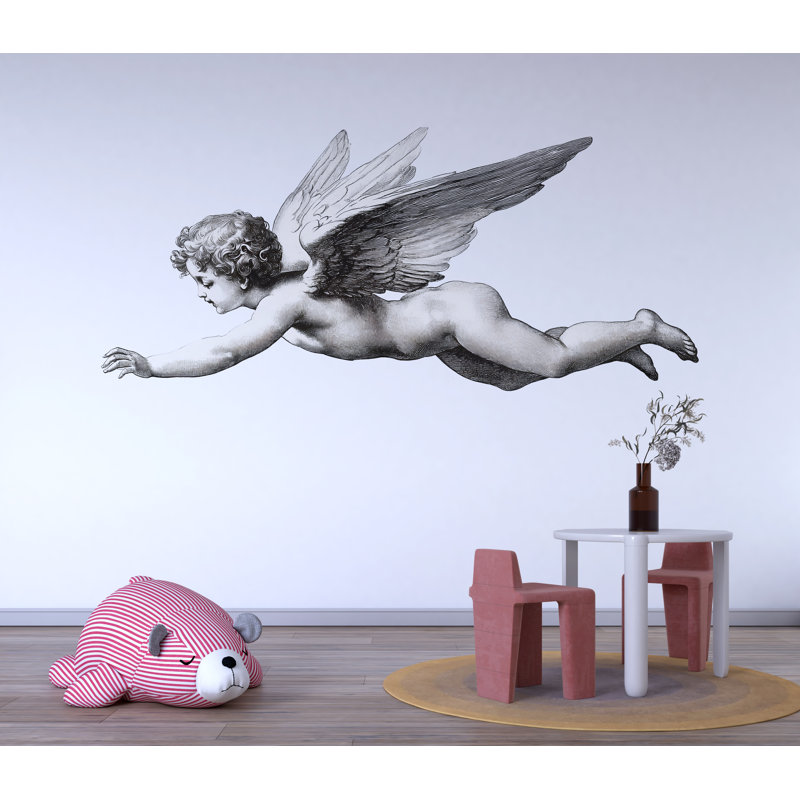 Adhésif décoratif chambre d'enfant volante, art de chambre d'enfant chérubin rétro, murale amovible 121Mv, H 24 po x l 13 po