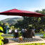 Parasol de patio extérieur double 15X9pi avec base - rouge. Très grand abat-jour pour la cour, la plage. Auvent, construction, manivelle facile, marché de l'évent et grand jardin, piscine.