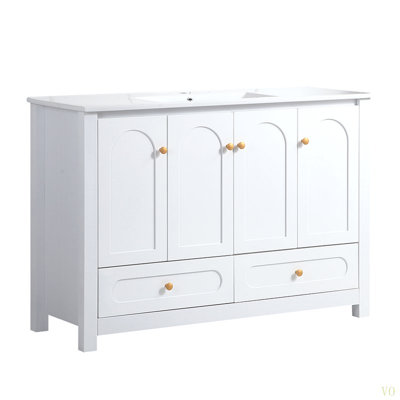 Armoire de rangement de 48 po pour salle de bain 48 portes à fermeture douce et 2 tiroirs (excluant le lavabo en céramique)