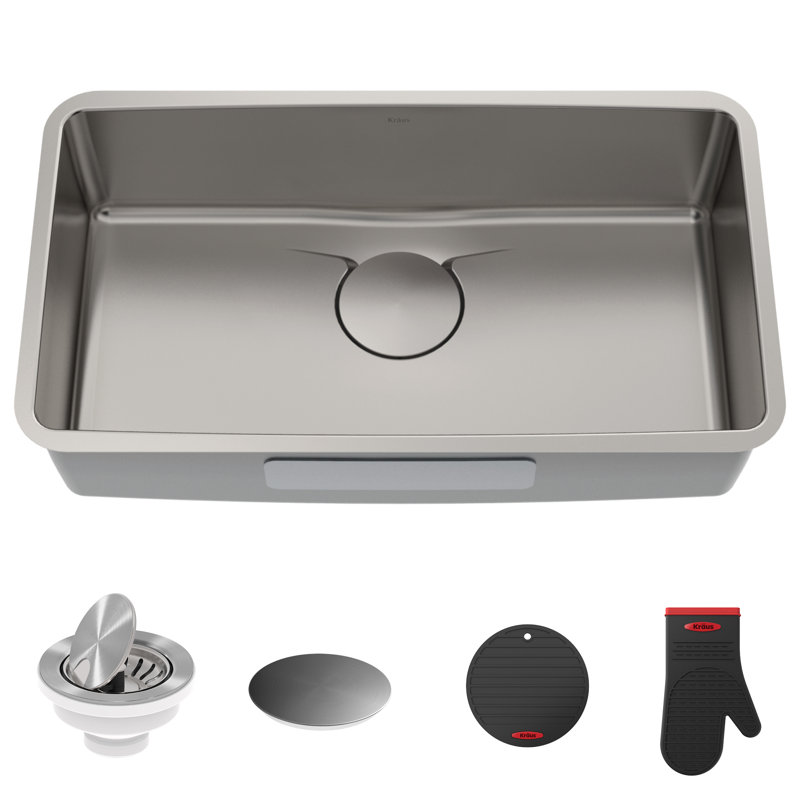 Dex™️ Series KRAUS 33" L Undermount 16 Gauge Stainless Steel Single Bowl Kitchen Sink
