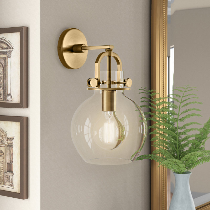 Borgen Armed Sconce, Brushed Brass, LED