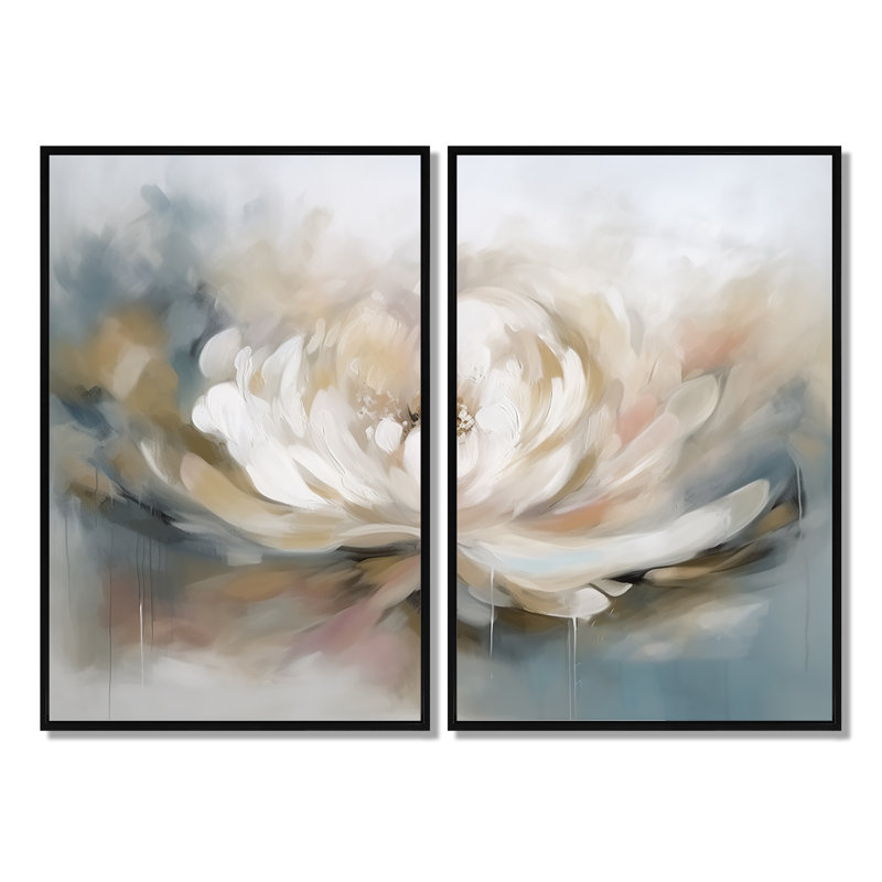 Lemire - Lotus, art mural, Black, 36" H x 48" W, Impression encadrée flottante