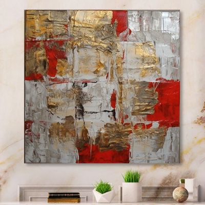 Cardinal Sin Retro Delight Abstract Red & Gold I - Abstract Painting Wall Art