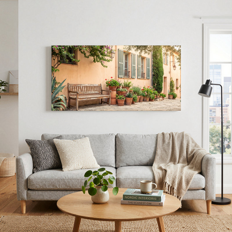 Ensemble de 1 tableau sur toile Jardin méditerranéen, L 58 po x H 28 po, Toile tendue