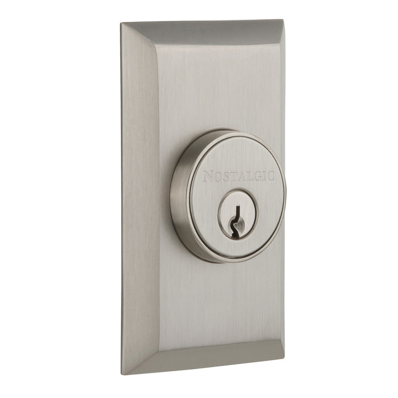 Nostalgic Warehouse Studio Plate Double Cylinder Deadbolt, Satin Nickel