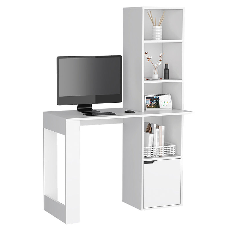 Bureau d'écriture avec bibliothèque et armoire, Blanc