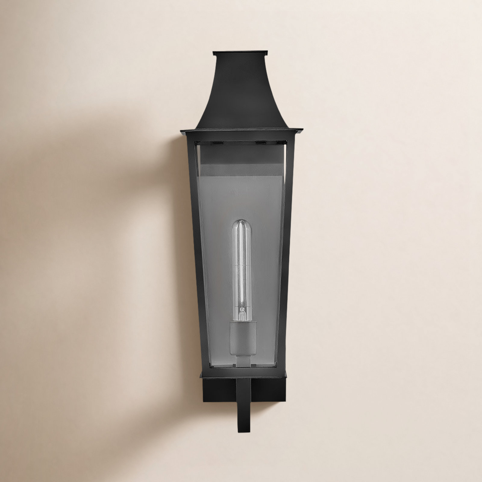 Georgetown Outdoor Wall Lantern, Black, 21.75" H x 7" W x 8" D