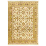 Hand Knotted Wool Area Rug in Ivory And Gold