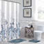 Ensemble de rideau de douche floral 13 pièces + crochets-2127574204