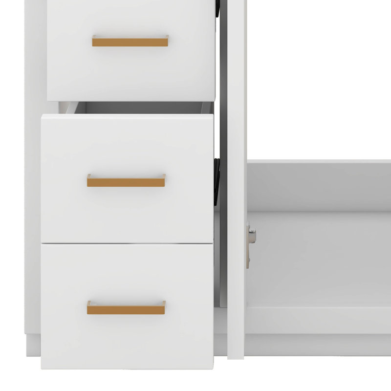Meuble-lavabo sur pied 36 po avec lavabo en céramique, armoire de rangement moderne à 3 tiroirs et 2 portes, Blanc