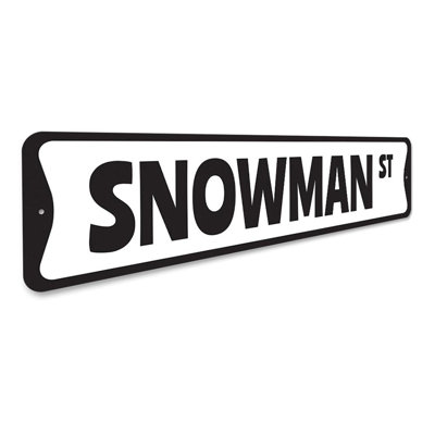 Snowman Street Christmas Custom Aluminum Sign