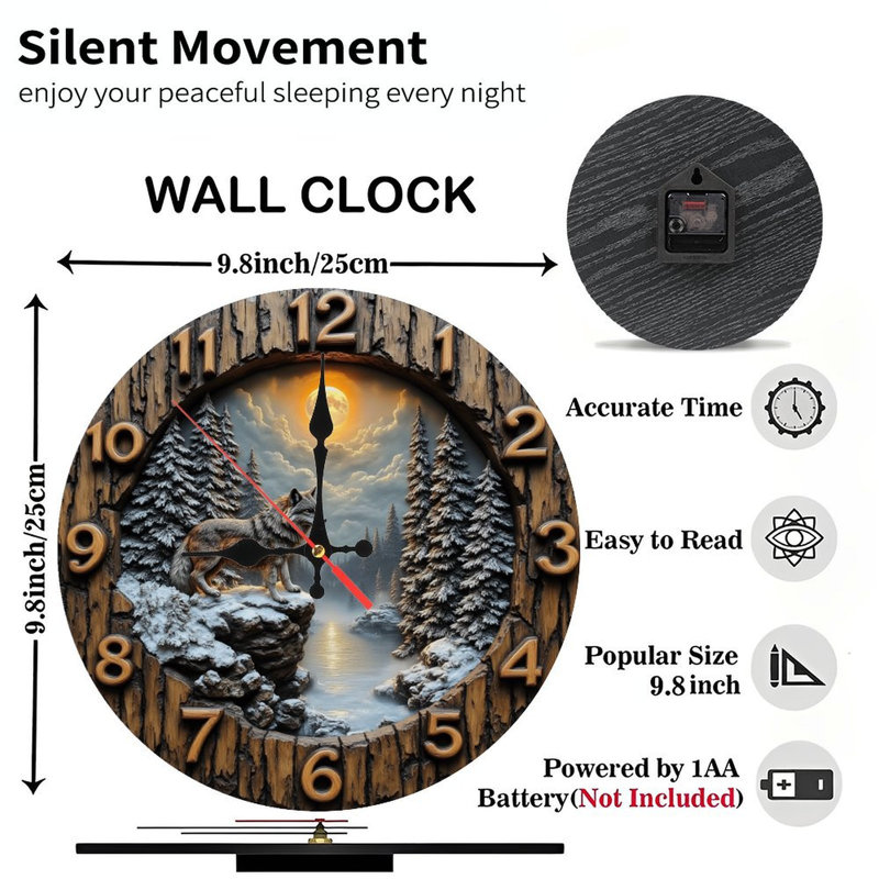 Horloge murale loup