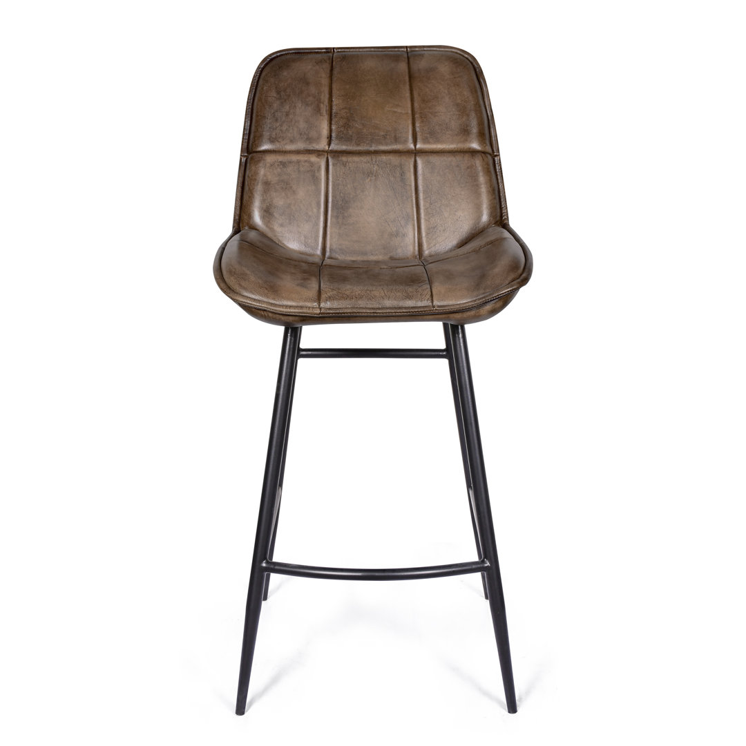 Upholstered Counter Stool with Metal Frame