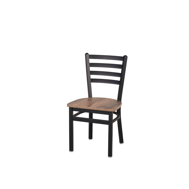 Lima 17.25'' H Metal Dining Chair, Sand Black, Rustic Brown/Black