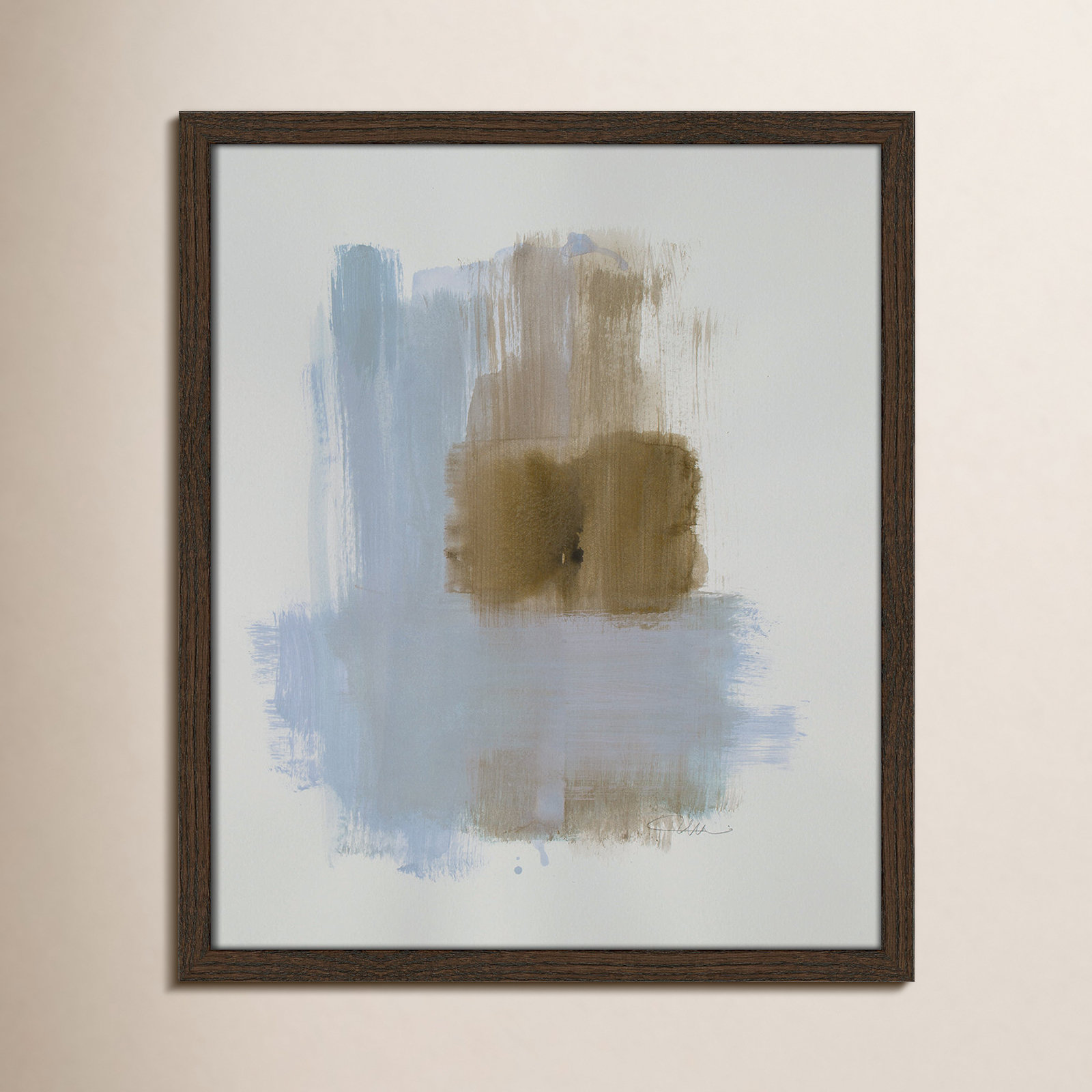 Esmeray "Powder Room Wash IV" Print, 19" H x 16" W x 1.25" D, Walnut Slim Frame Unmatted