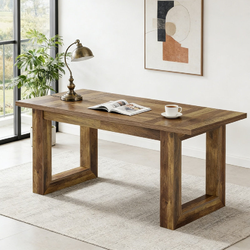 Bureau de direction moderne, bureau d'ordinateur robuste de base pour bureau à domicile, Brun