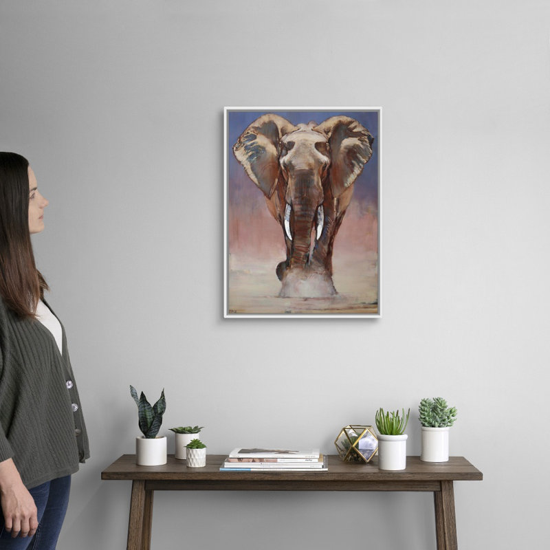 «Dust Bath, Loisaba, 2018» par Mark Adlington, impression sur toile, Cadre flottant blanc, H 26 po x l 20 po x P 1,75 po