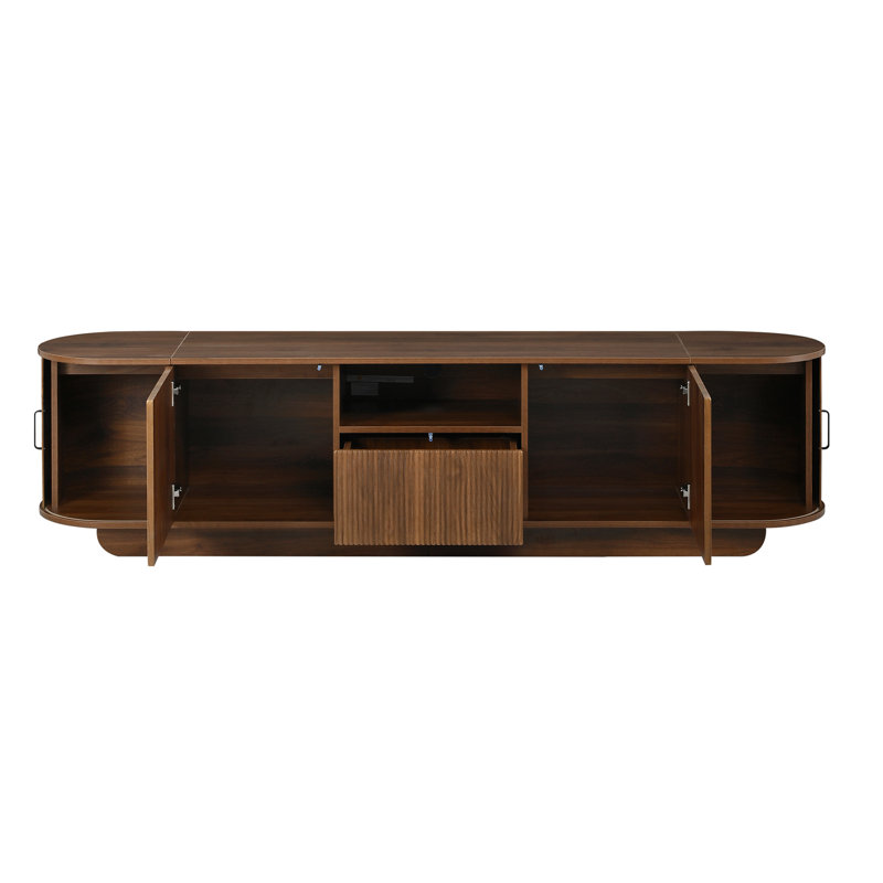 Meuble télé 79 po avec tablette ouverte, Brun antique