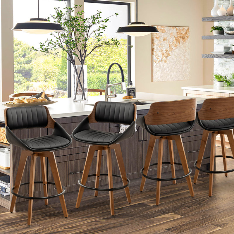 Jobani 65cm Swivel Bar Stool, Black