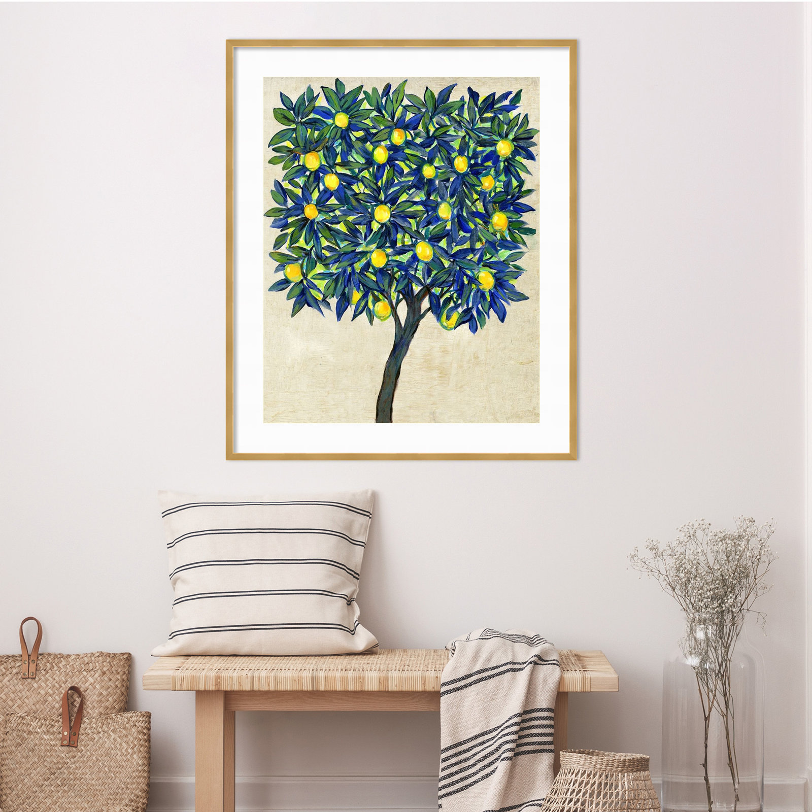 Lemon Tree Composition II by Tim Otoole, 41.25" H x 34.38" W x 0.88" D, Gold