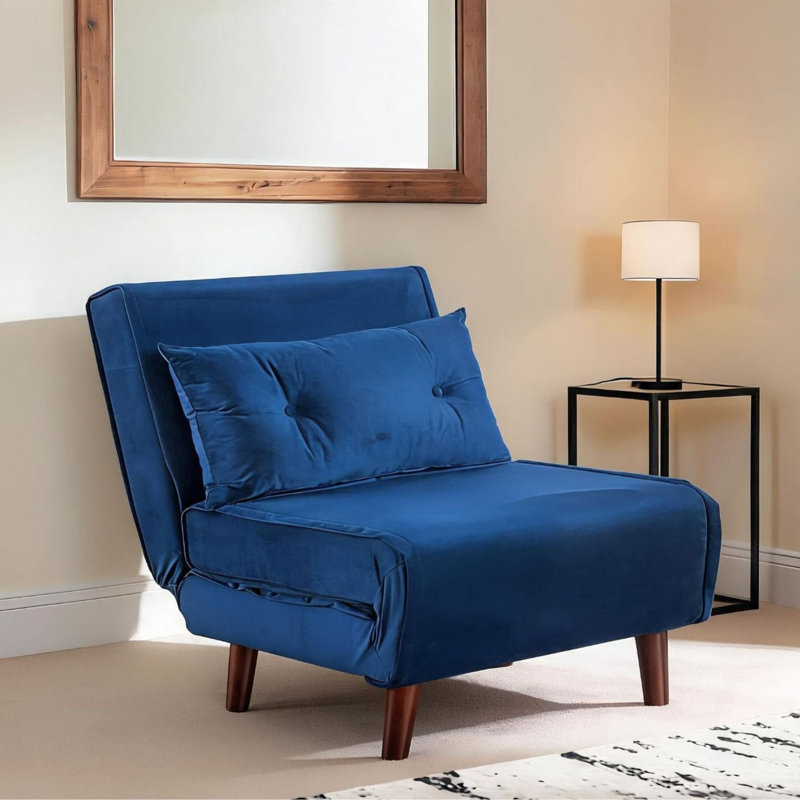Lonara One Seater Upholstered Single Convertible Chair, Blue