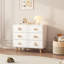 Commode enfant blanche à 3 tiroirs avec adorables poignées en bois en forme d'animaux – Meuble de rangement sécuritaire, spacieux et moderne pour chambre d'enfant