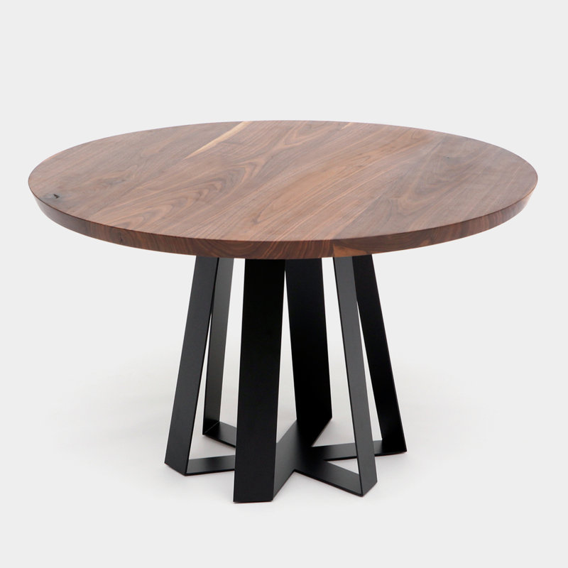 ARS Round Walnut Wood Dining Table, 48" W x 48" L