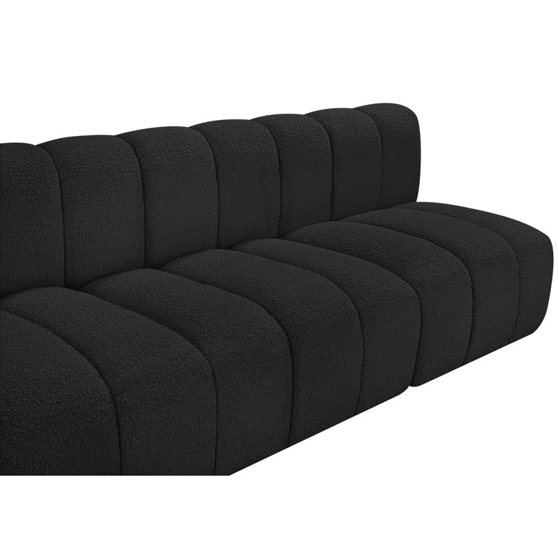 Canapé et méridienne rembourrés Kirchoffer, Tissu bouclé noir