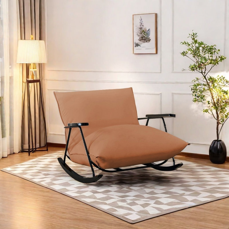 Chaise confortable avec accoudoirs en bois, Orange