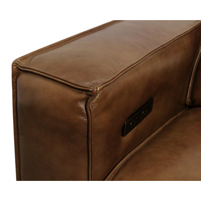 Riseholme Reclining Sofa In Tan Full-leather