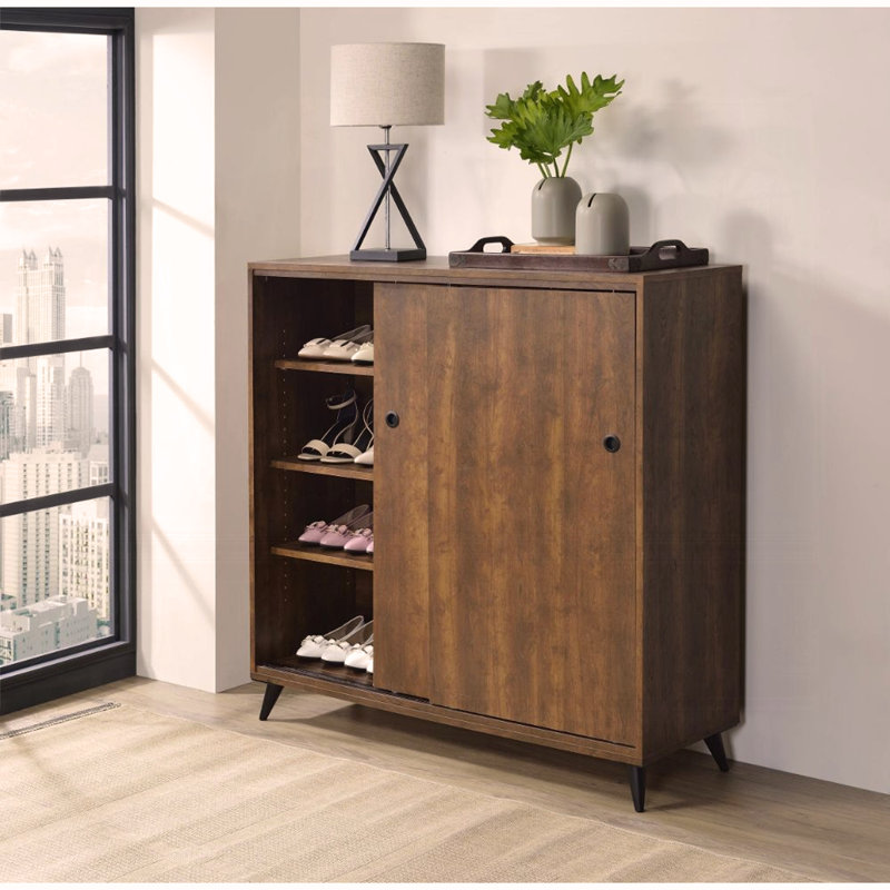 Armoire à chaussures en chêne avec 2 portes coulissantes