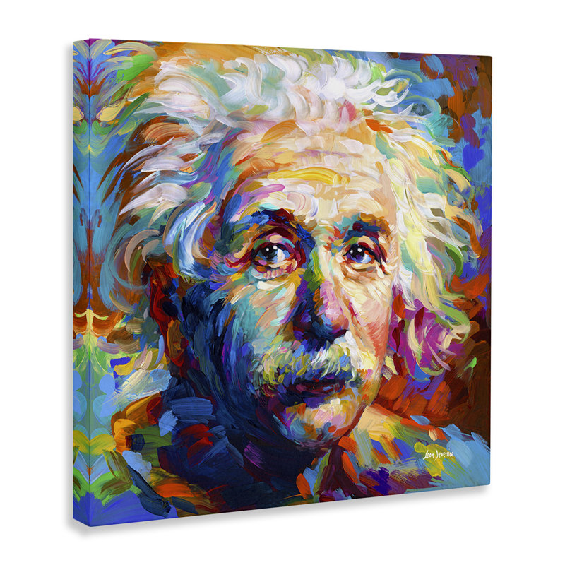 «Abstract Albert Einstein Portrait on Canvas» par Leon Devenice, H 17 po x l 17 po x P 1,5 po