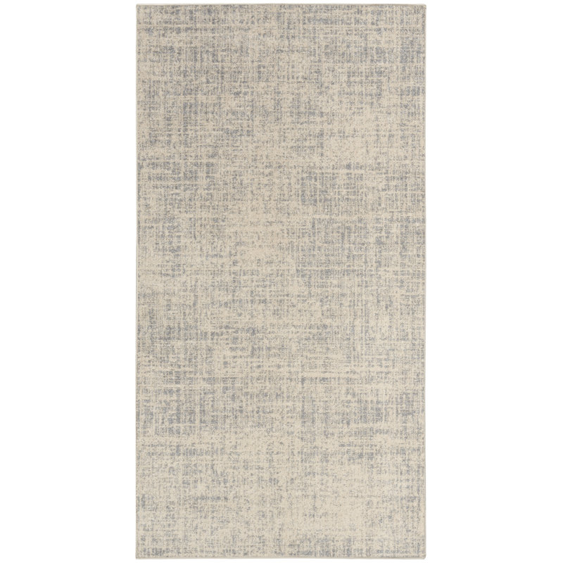 Abstrait en polypropylène tissé à la machine en beige, Rectangle 3 pi 2 po x 5 pi