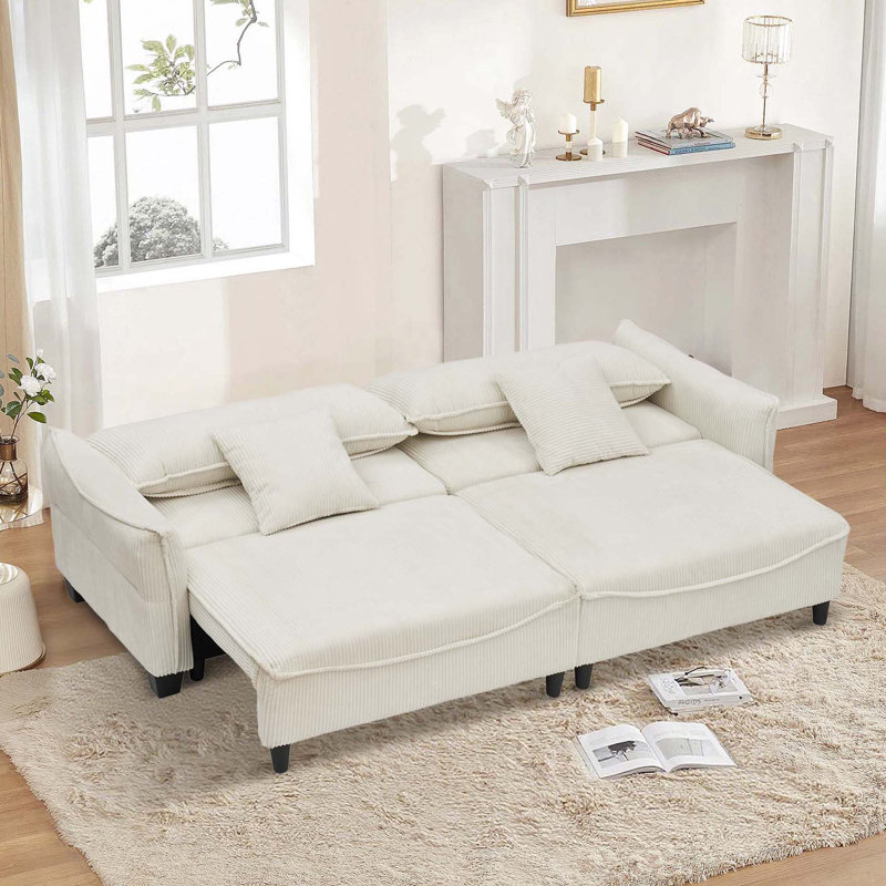 Canapé Trinety, Velours côtelé beige