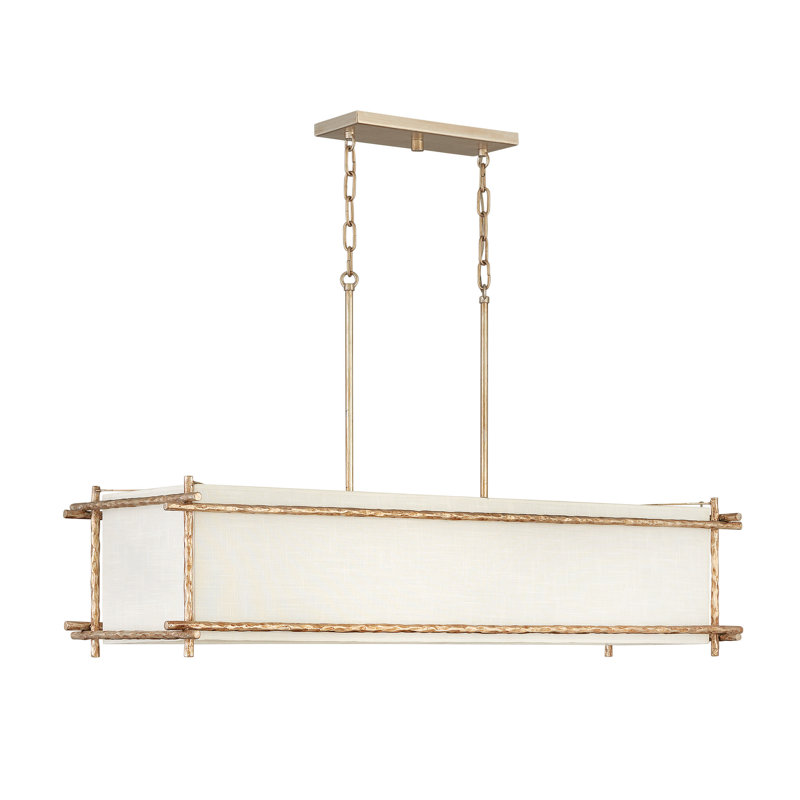 Tress 6-Light Hammered Metal Linear Chandelier, Champagne Gold