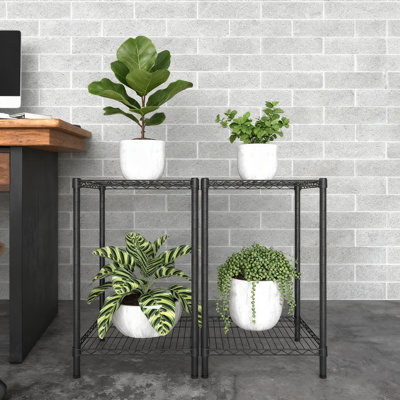 2-Tier Adjustable Plant Stand With Hanger Rod, Multi-Functional Indoor Outdoor Flower Shelf For Living Room, Balcony, And Garden