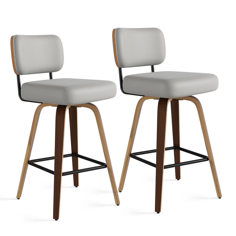 Tabouret pivotant rembourré à hauteur de bar, Gris clair