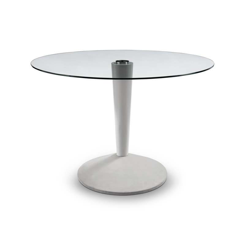Stutler Round Glass Top Dining Table, Clear