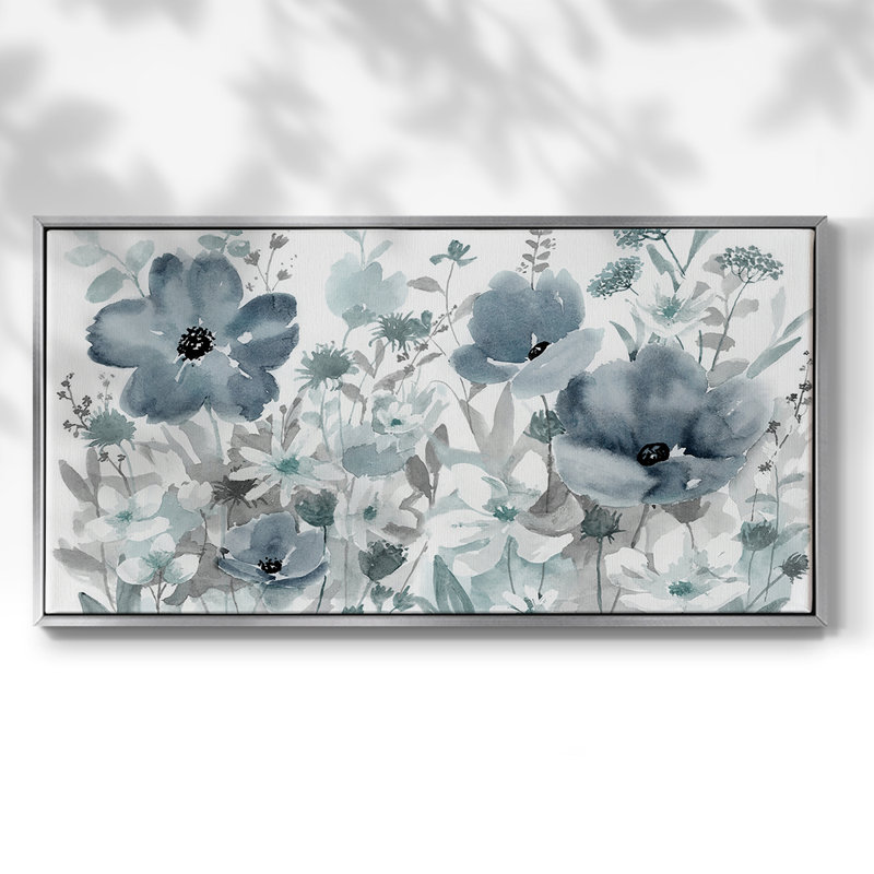 Nature bleue - Toile tendue avec châssis, prête à accrocher, H 21 po x l 41 po, Argent argent
