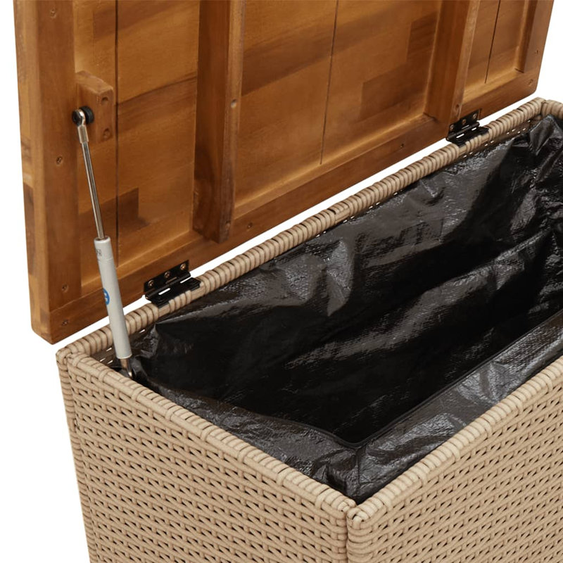 Garden Storage Box 80X40x48 Cm Poly Rattan Acacia Wood, Beige/Brown