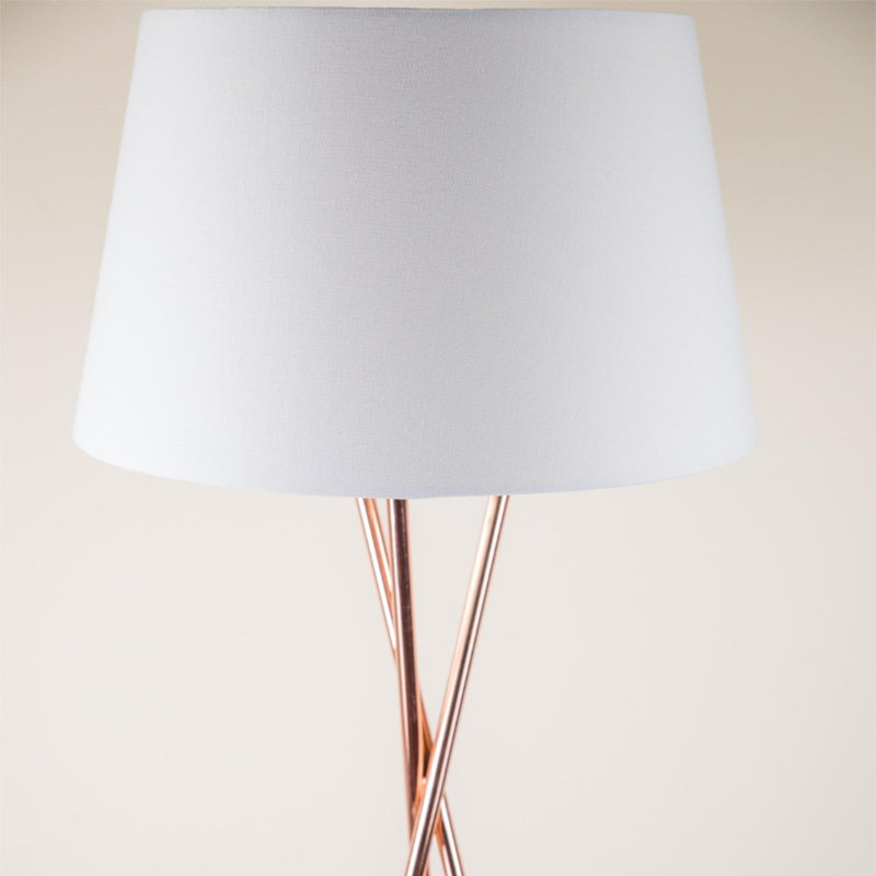 Casden 154cm Tripod Floor Lamp Set, Polished Copper, White