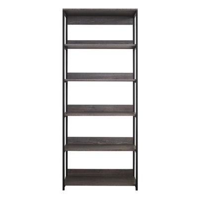 Monica Wood And Metal Walkin Closet With Five Shelves In Rustic Gray