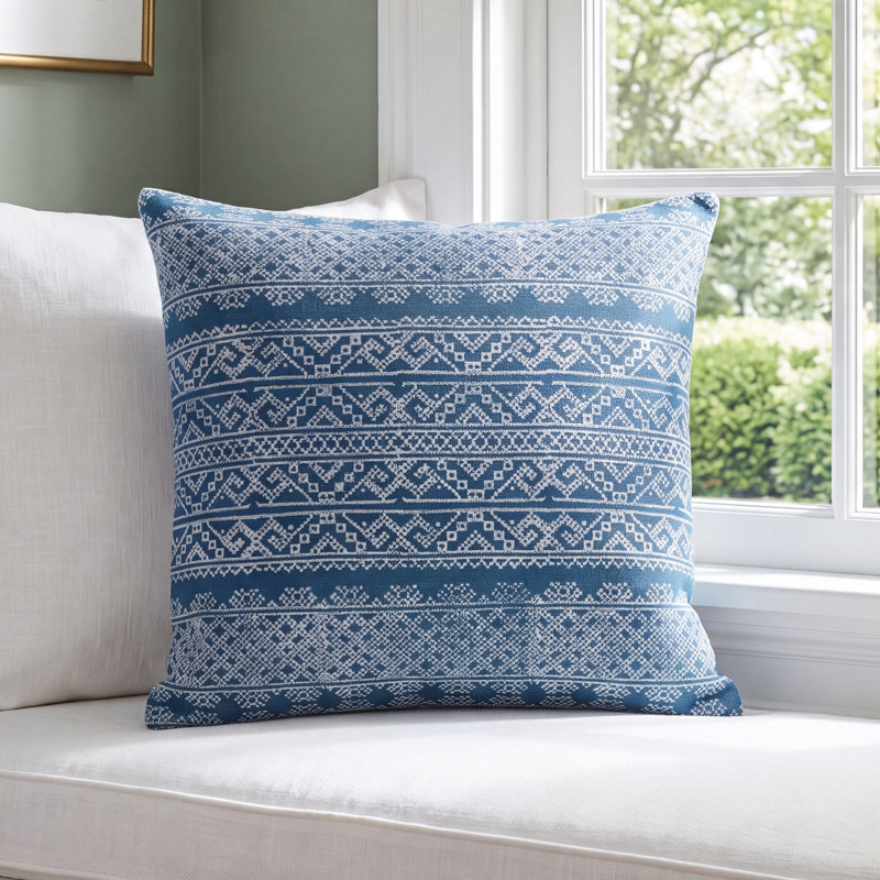 Carmela Geometric Cotton Blend Throw Pillow, Down