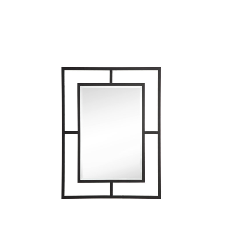 Boston Rectangle Stainless Steel Wall Mirror, Matte Black